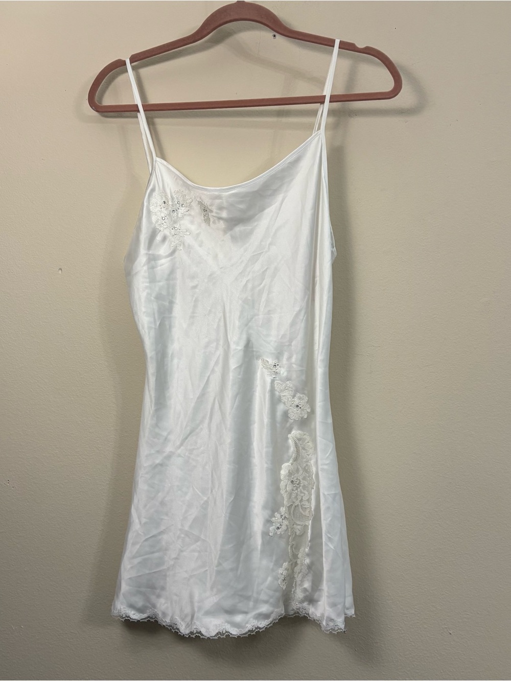 rare Victoria's Secret white floral lace rhinestone embroidered slip dress M